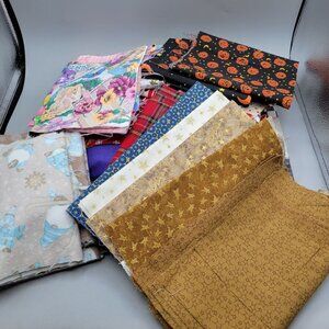 Holiday Seasonal Fabric Scraps Crafting Quilting Fabric Bundle 3.1 lbs